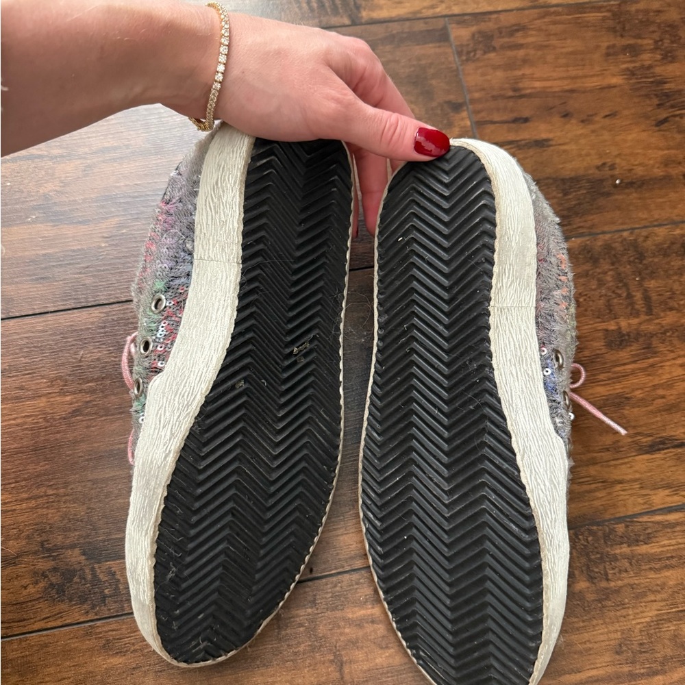Golden Goose Multicolor Sequin Cheetah Sneakers with Pink Laces - Picture 2 of 5